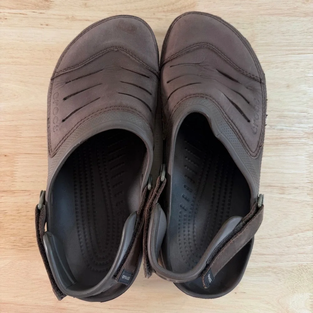 Crocs Clogs Men's Dark Brown Bogota Adjustable Strap Casual Shoes - 11